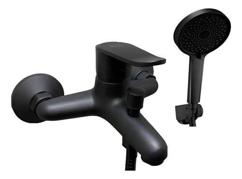 Monocomando Griferia Canilla De Ducha Baño Negro Mate Acra