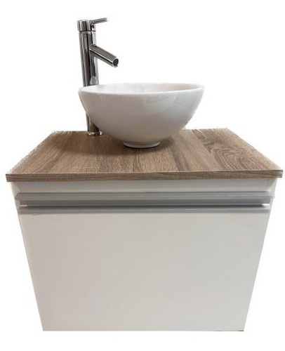 Mueble 60 + Bacha Loza + Sifon + Valvula + Griferia Acra