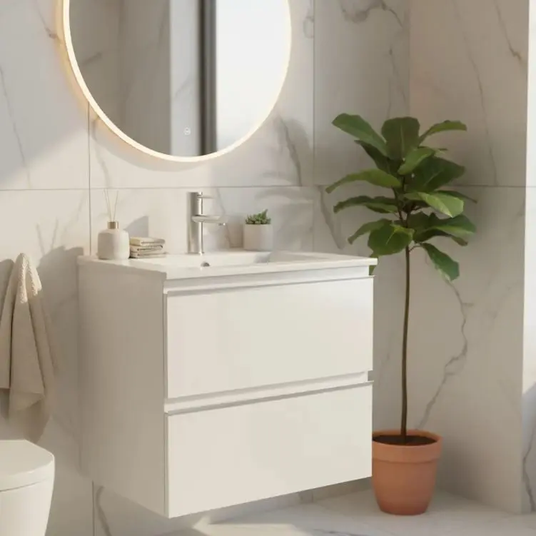 Mueble Blanco Aéreo Con Puerta Y Cajón Bacha Loza 61x46 Acra