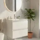 Mueble Blanco Aéreo Con Puerta Y Cajón Bacha Loza 61x46 Acra