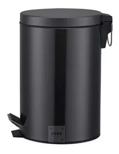 Papelera En Negro Mate 12 Litros Baño/cocina/oficina Acra
