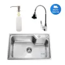 Pileta Acero + Válvula Sifón + Dispensador + Grifería Acra