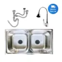 Pileta Bacha Cocina Doble 78x42+válvulas+monocomando Acra