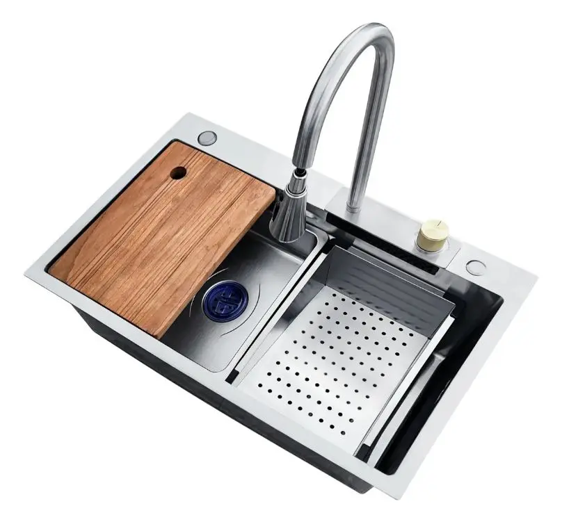 Pileta Cocina Bacha Multifunción Acero Inox Completa Cromo