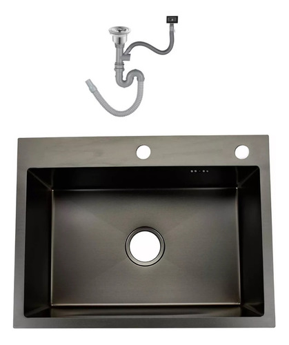 Pileta Cocina Simple Sobreponer Negra Acra