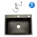 Pileta Cocina Simple Sobreponer Negra Acra