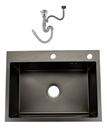 Pileta Cocina Simple Sobreponer Negra Acra
