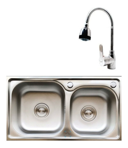 Pileta Cocina Sobreponer C/monocomando, Válvula Y Sifón Acra