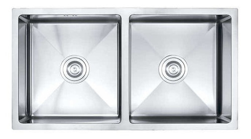 Pileta Doble Acero 304 Cocina Cromada Recta + Válvulas Acra