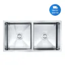 Pileta Doble Acero 304 Cocina Cromada Recta + Válvulas Acra