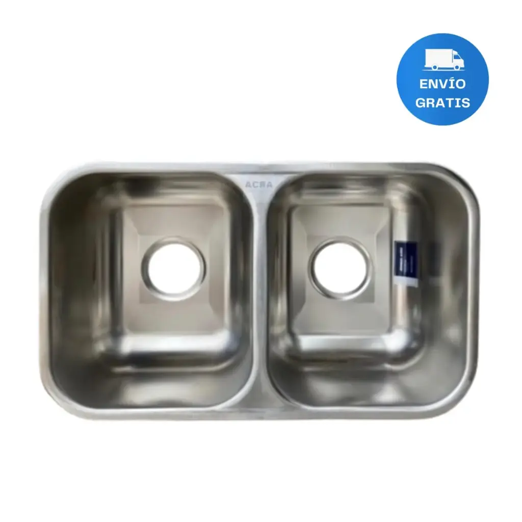 Pileta Doble Acero Inox Johnson Embutir Pegar 59x34x18 Acra 
