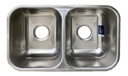 Pileta Doble Acero Inox Johnson Embutir Pegar 59x34x18 Acra 