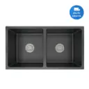 Pileta Doble Cocina Negra Acero 304 Cuadrada + Válvulas