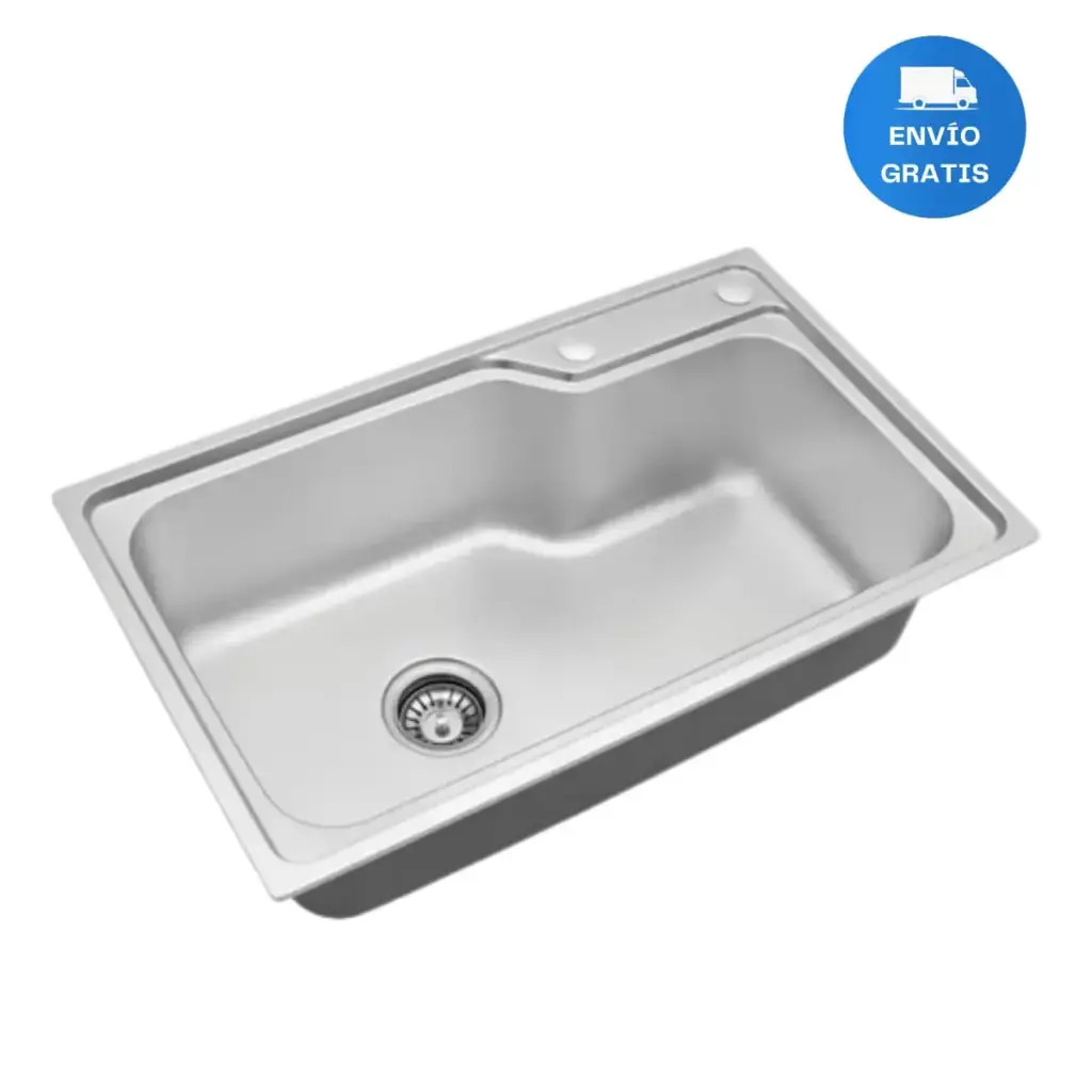 Pileta Inox Grande Simple Sobreponer Cocina + Valvulas Acra