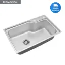 Pileta Inox Grande Simple Sobreponer Cocina + Valvulas Acra