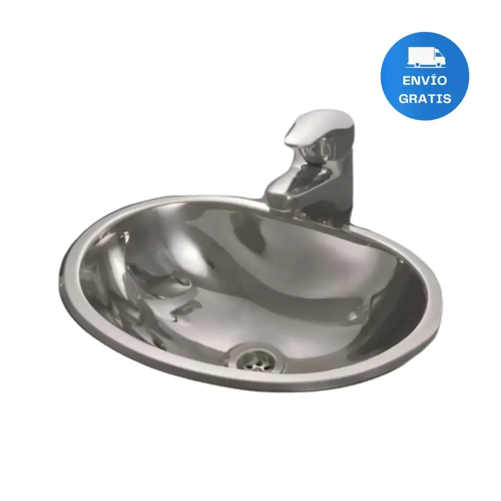 Pileta Johnson Ovalada Sobreponer Acero 304 33x24x13 Acra