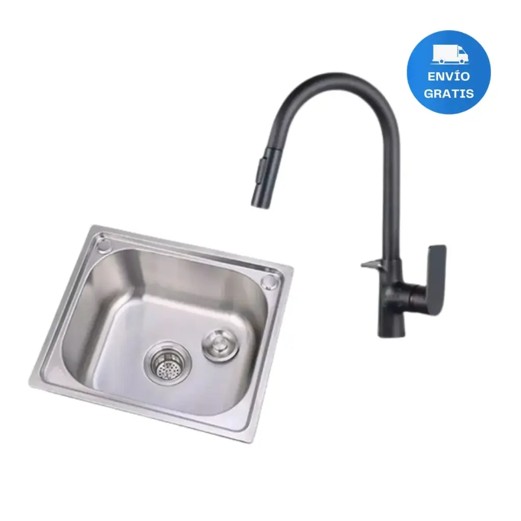 Pileta Simple + Grifería Extensible Y Jabonera Regalo Acra
