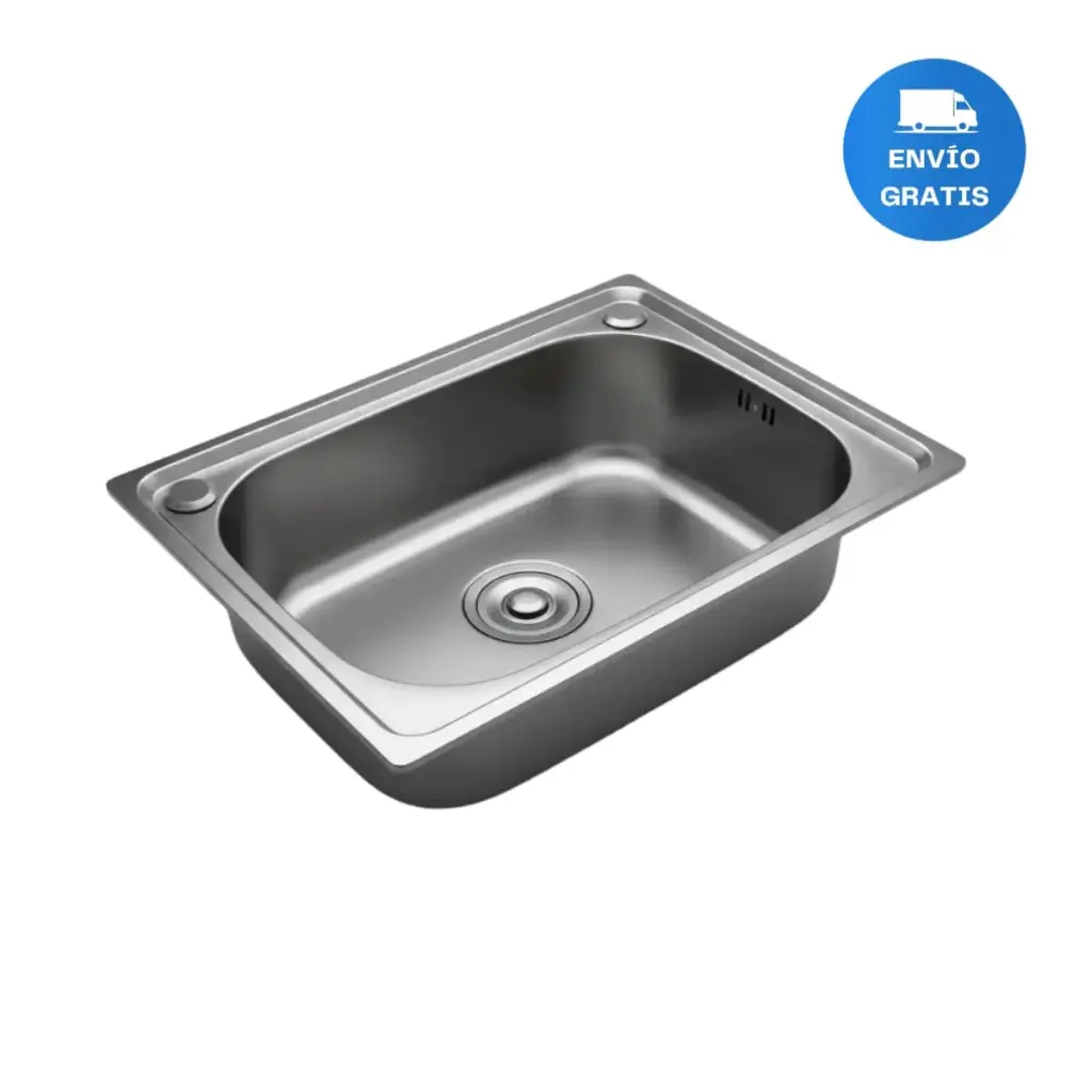 Pileta Simple Cocina + Válvula+anti Desborde + Canilla Acra