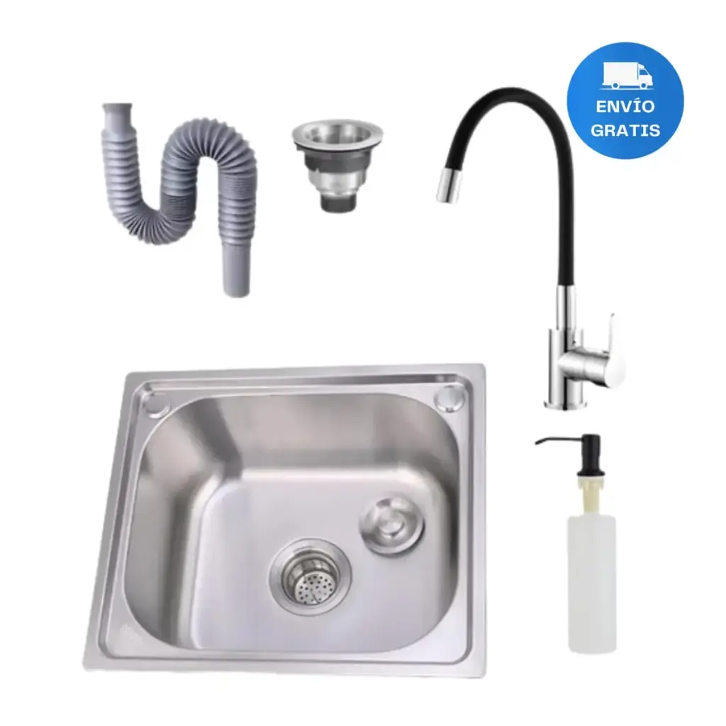 Pileta Simple Cocina Con Válvula, Canilla Y Dispensador Acra