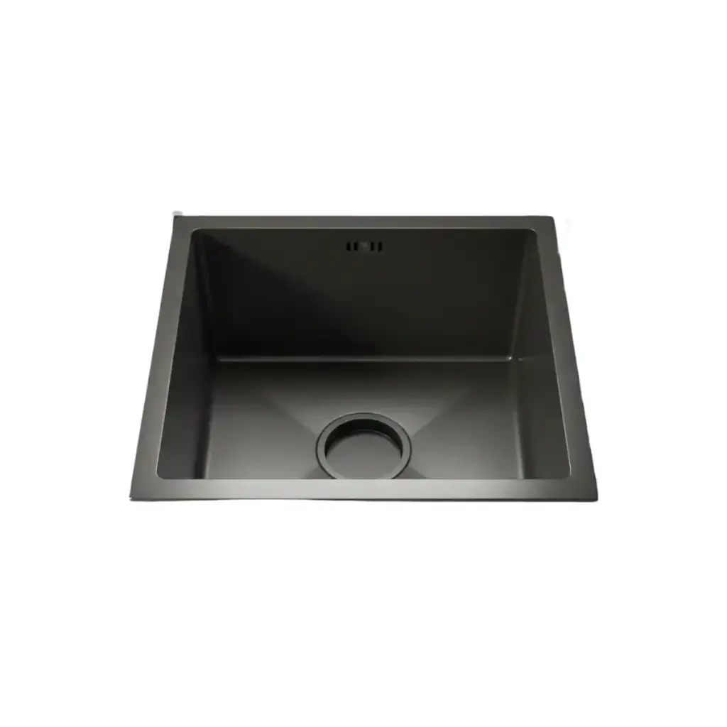 Pileta Simple Rectangular Negra Inoxidable 44x44x22 Kook