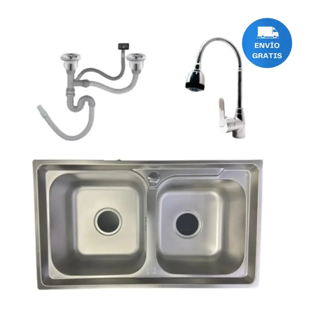 Pileta Y Media Cocina 68x39 + Válvulas +monocomando Acra