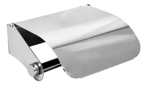 Porta Rollo Papel Higiénico Metálico Con Tapa P/pared Acra