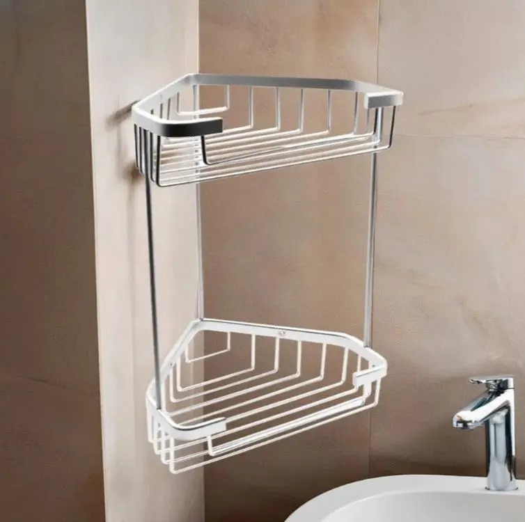 Repisa Esquinero Para Baño/ducha Metalica Dos Niveles Acra 