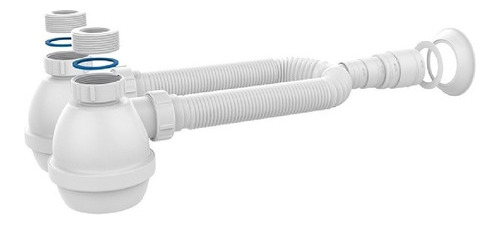 Sifón Doble Con Botella Para Lavatorio Blukit Blanco Acra
