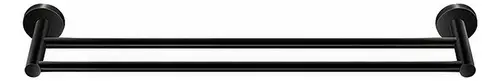 Toallero Doble Negro Mate 57 Cm Largo Para Baño Acra