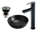 bacha loza apoyo 32 negro mate + griferia + valvula