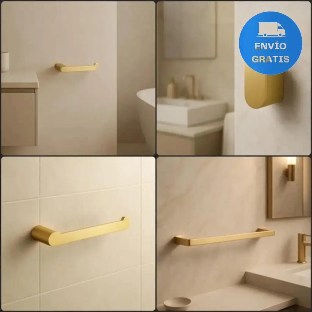 Combo Kit De Accesorios Para Baño Gold Fv Acra