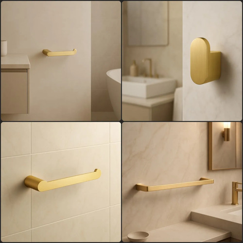 Combo Kit De Accesorios Para Baño Gold Fv Acra