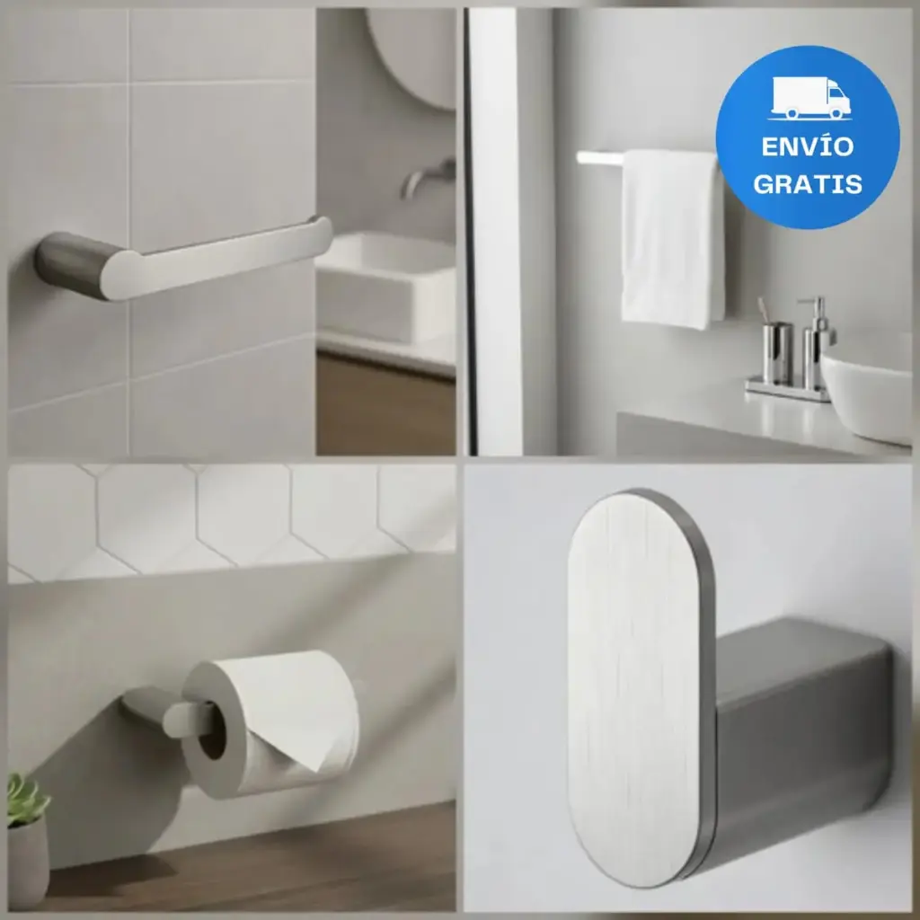 Kit Combo De Accesorios Para Baños Gun Metal Grafito Fv Acra