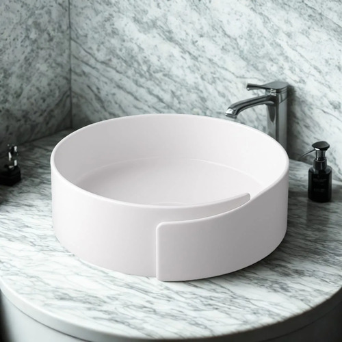 Bacha Pileta De Apoyo Redonda Para Baño Blanco Brillo Acra