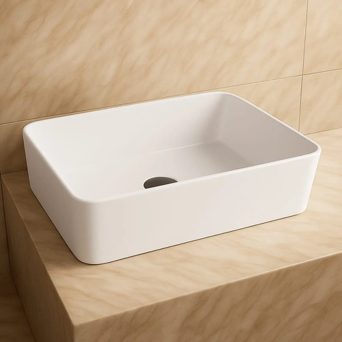 Bacha Pileta Rectangular Loza De Baño Para Apoyar Acra
