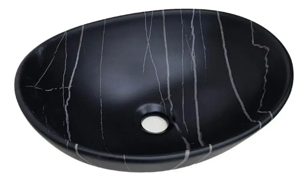Bacha Pileta De Apoyo Para Baño Negra Mate Veteada Acra
