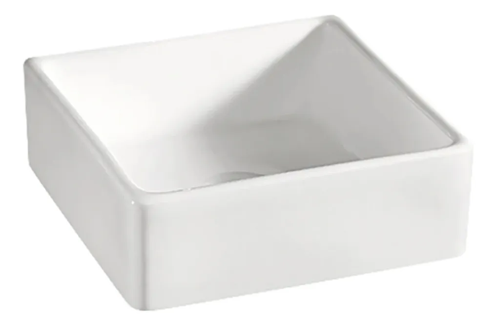Bacha Pileta De Apoyo Para Baño De Loza Cuadrada Blanca Acra