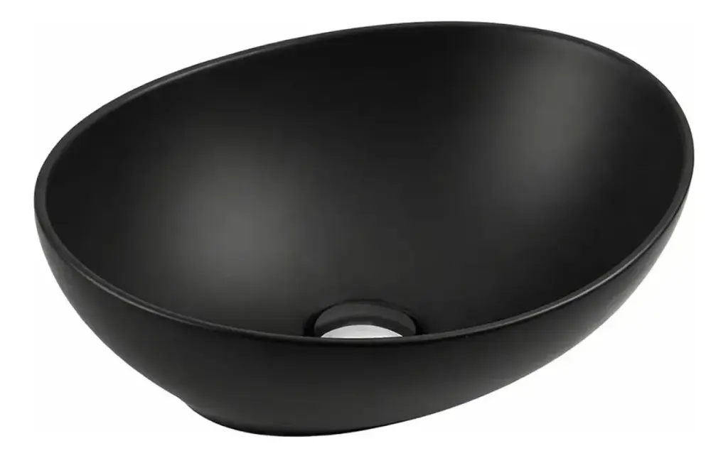 Bacha Para Baño Ovalada Loza Negra Esmaltada De Apoyo Acra