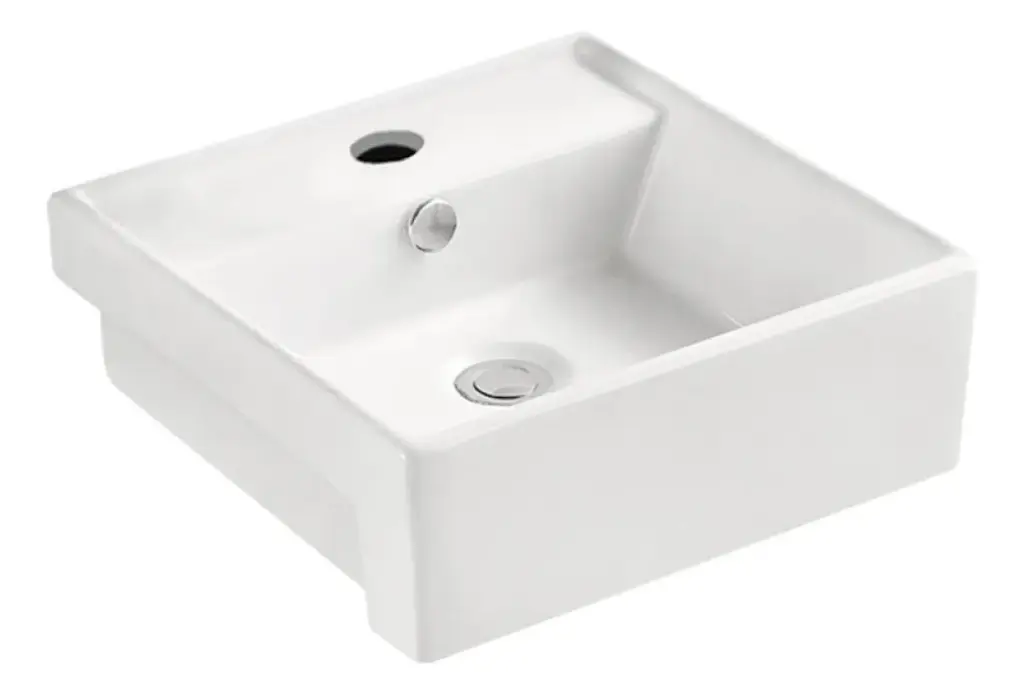 Bacha Pileta Baño Cuadrada De Sobreponer Loza Blanca Acra