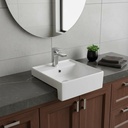 Bacha Pileta Baño Cuadrada De Sobreponer Loza Blanca Acra