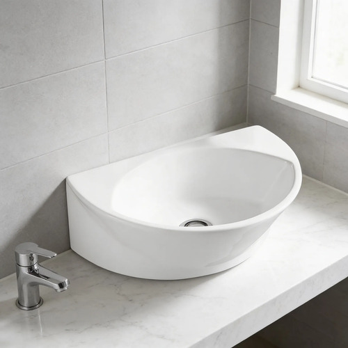 Bacha Pileta Lavatorio De Apoyar De Baño Semicircular Acra