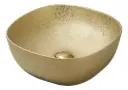 Bacha Pileta Para Baño Semi Cuadrada De Apoyo Dorada Acra