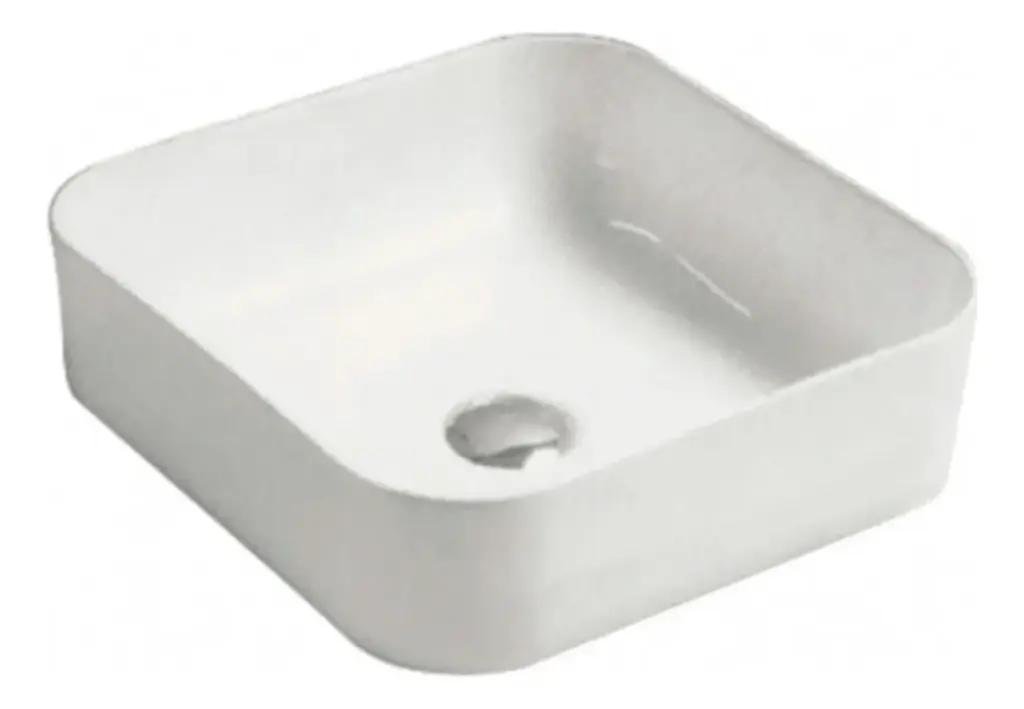 Bacha Pileta Cuadrada De Baño Blanca Loza Para Apoyo Acra