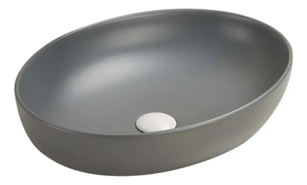 Bacha Pileta De Loza Para Baño De Apoyo Gris Mate Acra
