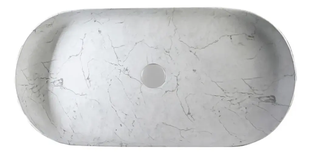 Bacha Pileta Ovalada De Apoyo Para Baño Loza Marmolada Acra