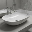 Bacha Pileta Ovalada De Apoyo Para Baño Loza Marmolada Acra