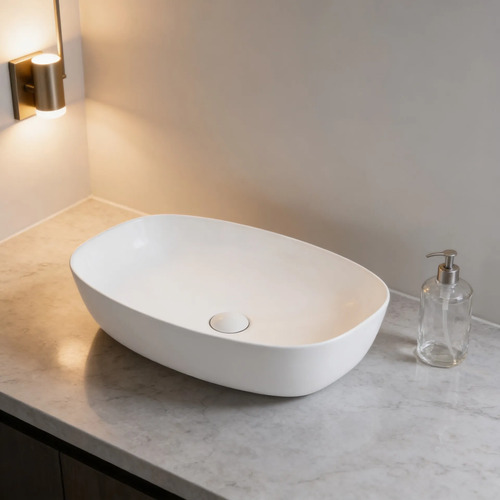 Bacha Pileta De Apoyo Color Blanco Brillo Para Baño Acra
