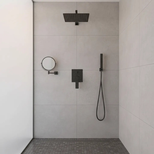 Ducha De Embutir Negro Mate Con Transferencia Acra