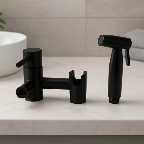 Ducha Higiénica Con Monocomando Negro Mate Acra