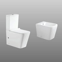 Inodoro Blanco Con Tapa Y Mochila + Bidet Zoe Aruba Acra